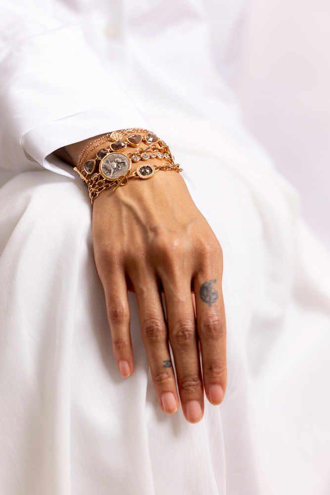 Image of a womans hand wearing some of our jewellery